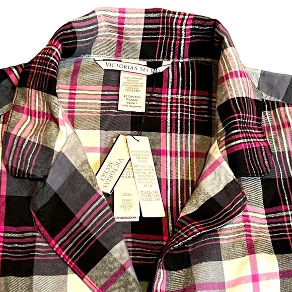 Victoria’s Secret Plaid Long Sleeve Pajama Top Womens Size XS Red White - Picture 2 of 5